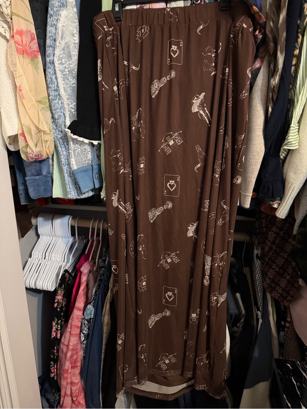 Cowboy Printed Maxi Skirt 4XL